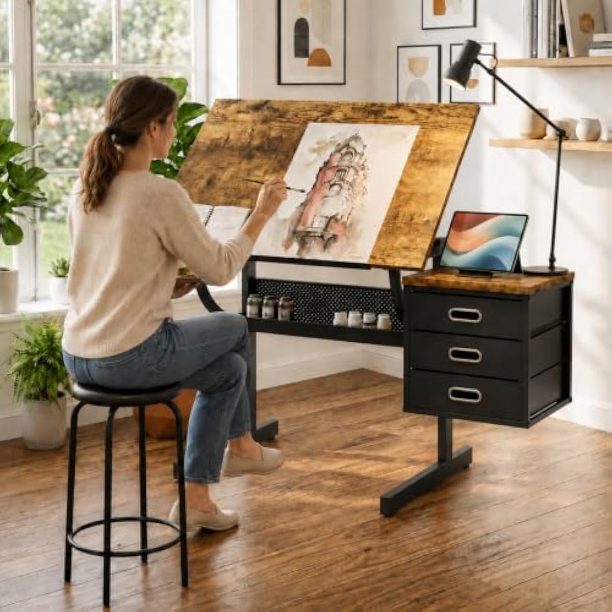 Tops - Verstellbarer Zeichentisch mit Neigungsfunktion 0–75 Grad,
