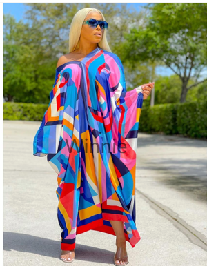 Boho Summer Beach Maxi Dress - Multicolor Kuwait Neue Boho Sexy V-Nexk