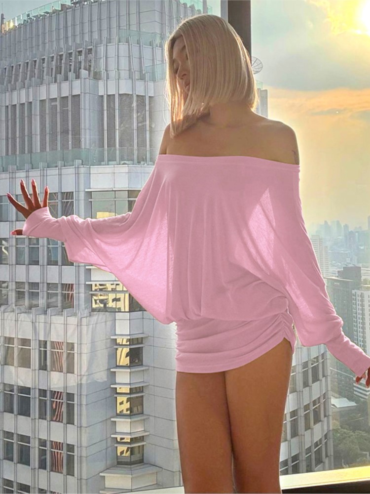 Sexy Mesh Sheer Bodycon Dress - Neue Mode Off Schulter Sheer Mini