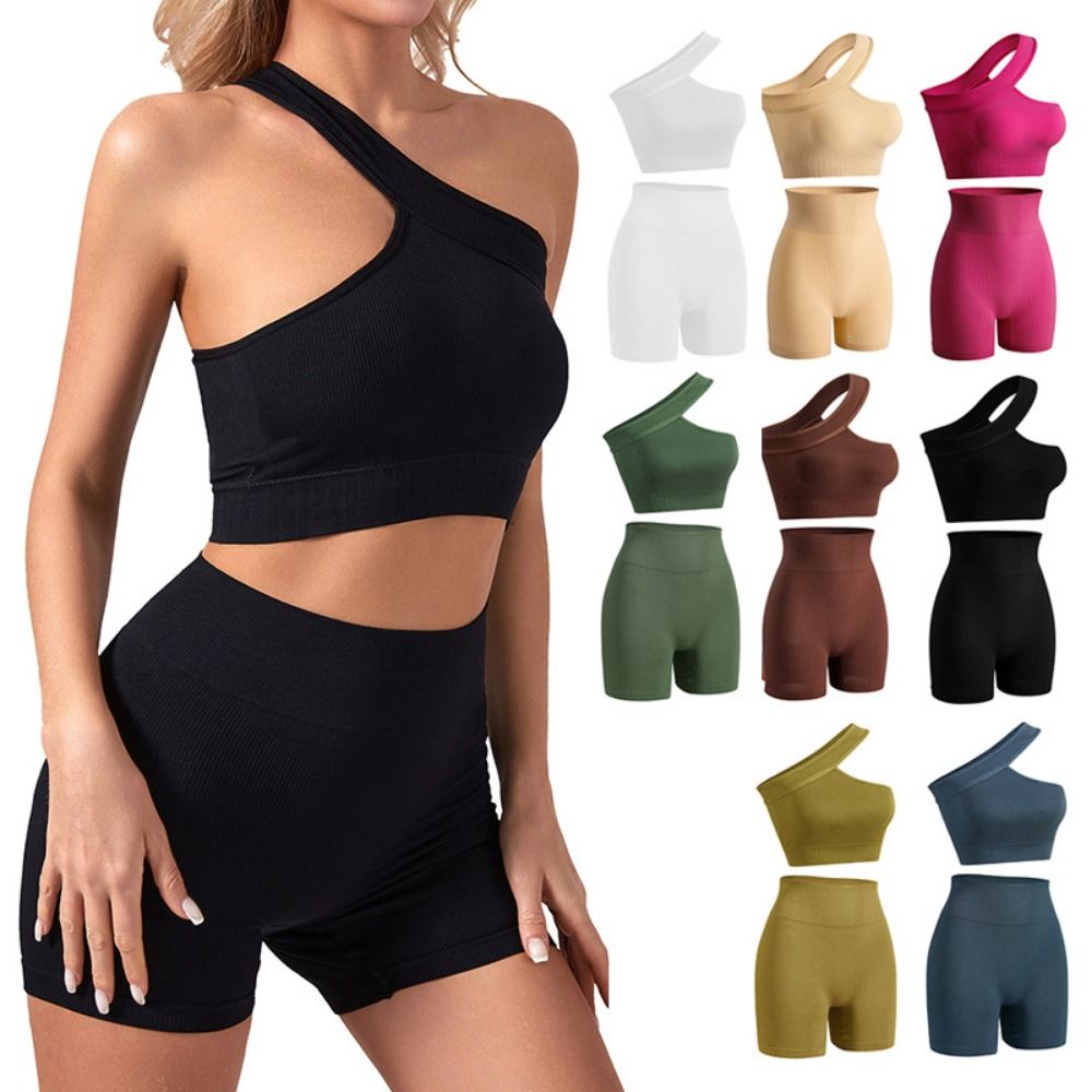 Seamless Ribbed Workout Tank Top - 2-teiliges, nahtloses Freizeit-Workout-Set für Damen, geripptes,