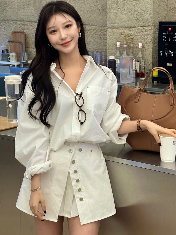 Weißes Hemdkleid für Damen im  – Korean Style A Line Shirt Dress Bewertung und Preis