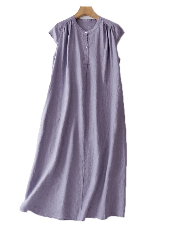 Sommerliches, einfarbiges, ärm – Casual Loose Linen Shirt Dress Bewertung und Preis