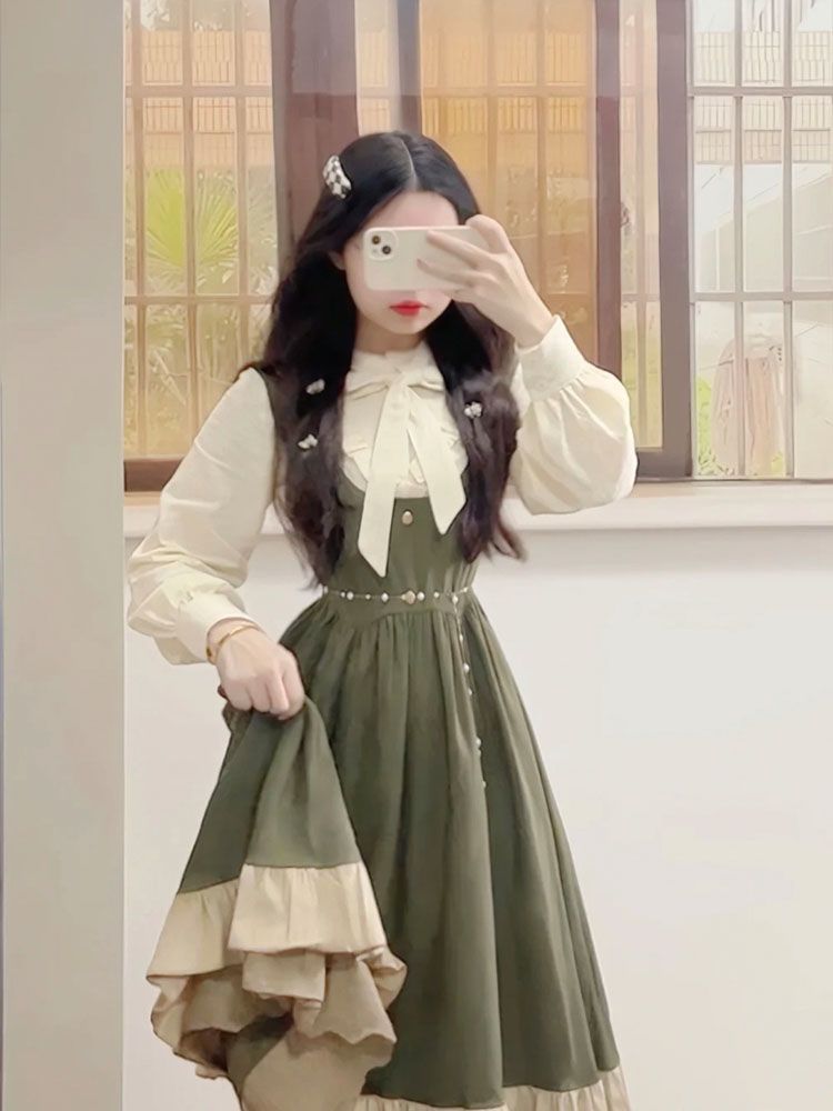 2025, neues japanisches korean – Korean Style A Line Shirt Dress Bewertung und Preis