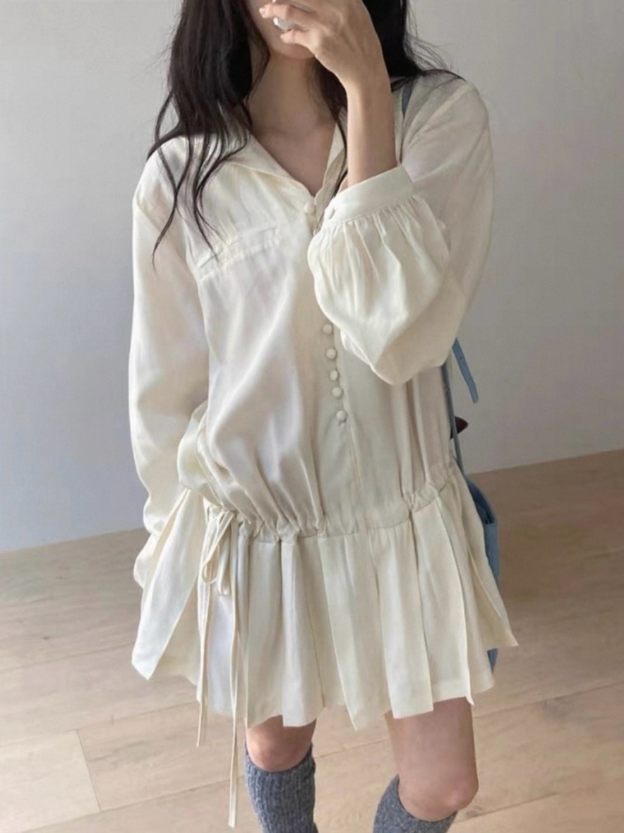 Schlankmachendes Langarm-Hemdk – Korean Style A Line Shirt Dress Bewertung und Preis