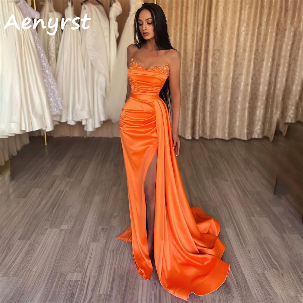 Aenyrst Elegante trägerlose Me – Elegant Satin Evening Gown Split Bewertung und Preis